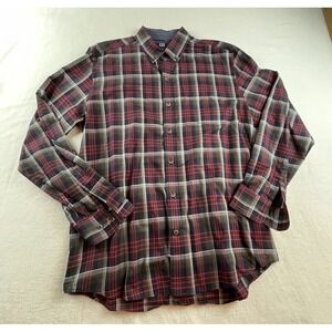 Cutter And Buck Men's Plaid Button Down Shirt Size L Blue Red EUC Cotton